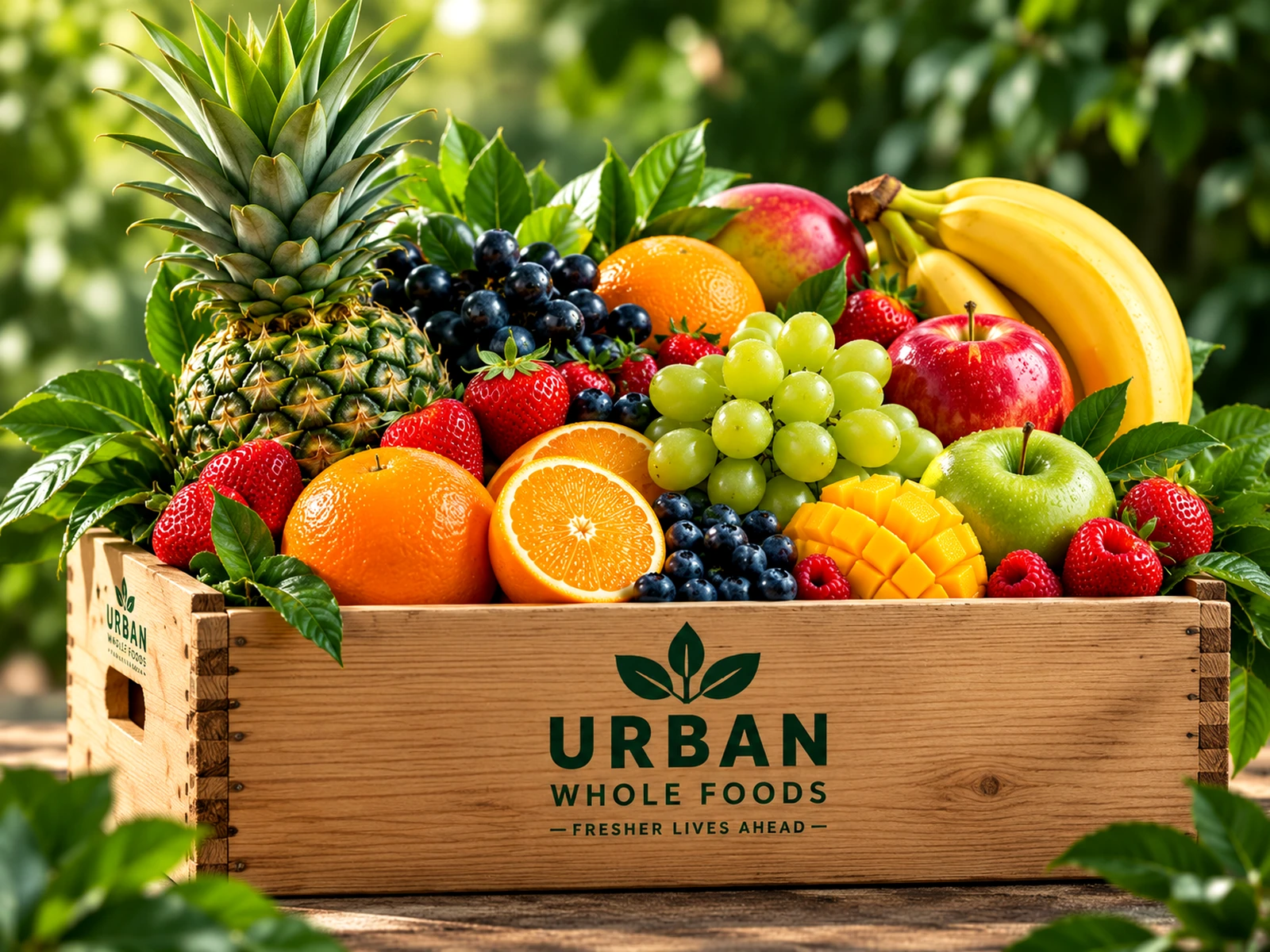 Family Favourite Box with pineapple, grapes, oranges, mango, berries and bananas
