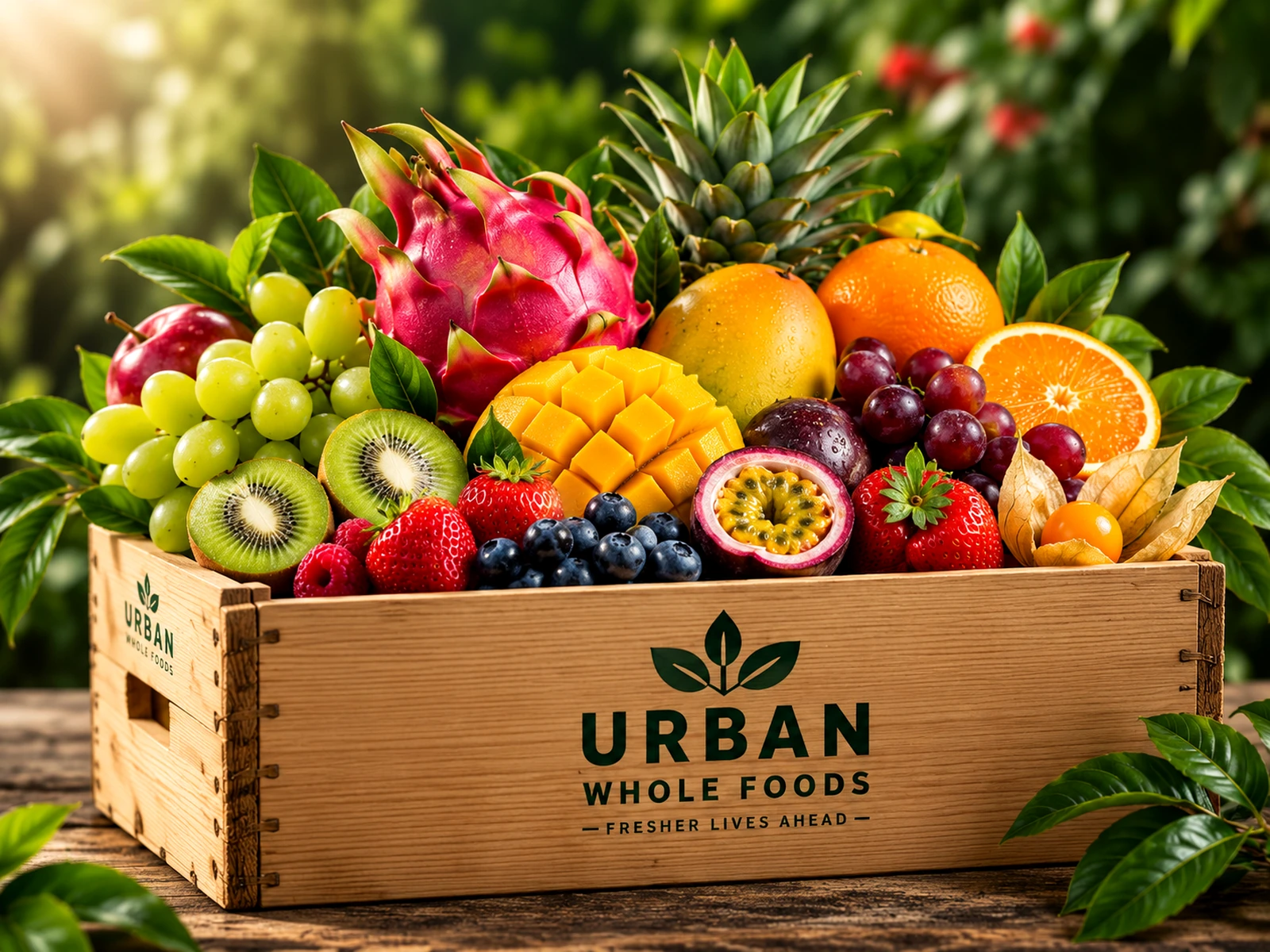 Fruit Lover's Box with dragon fruit, mango, passion fruit, kiwi, berries and citrus